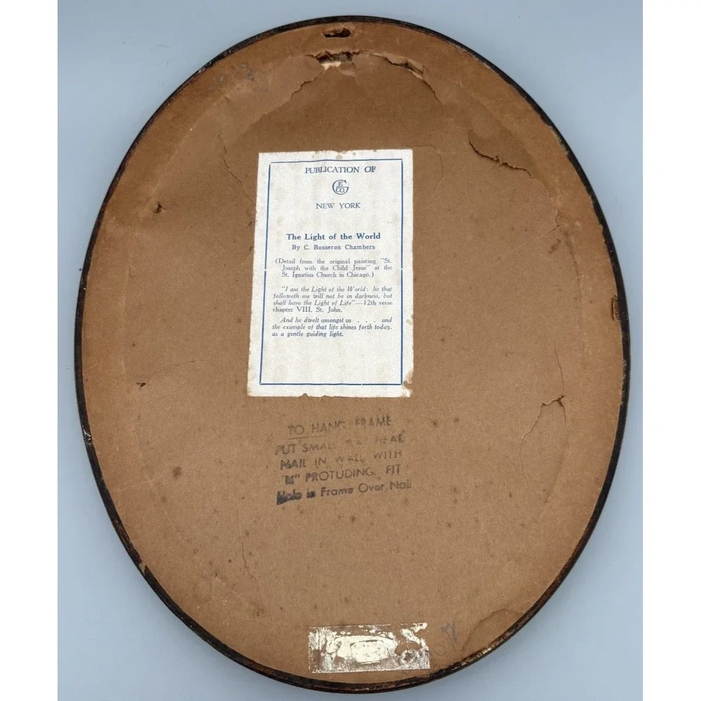 Vintage Baby‎ Jesus The Light of the World Print Picture Frame Oval C. Chambers - Picture 2 of 14